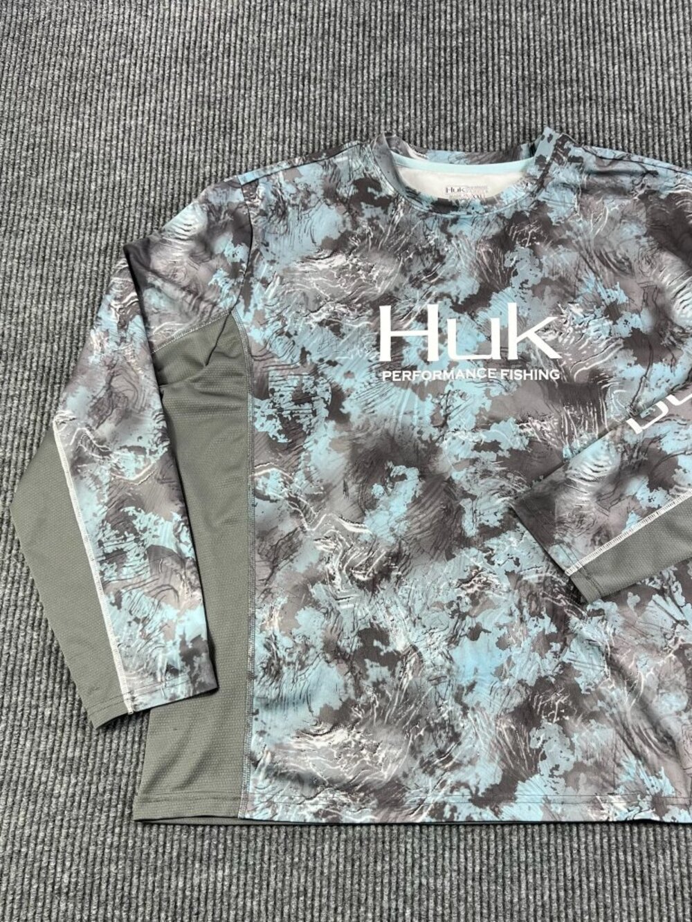 Huk Performance Fishing Shirt Mens XXL 2XL Green Gray Foam Camo Long Sleeve